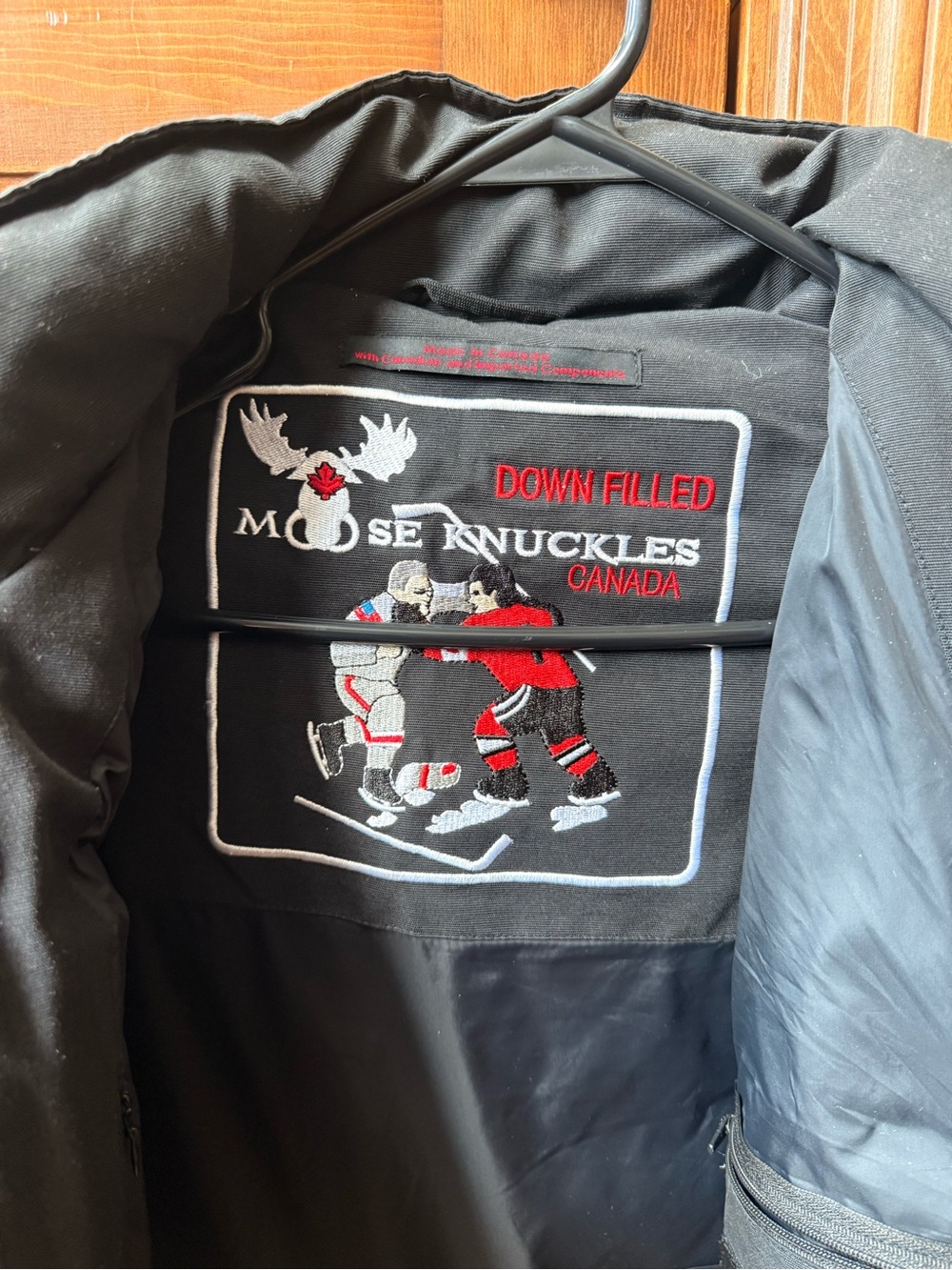 Moose Knuckles Black Quilted Puffer Jacket with Hood - Picture 3 of 5